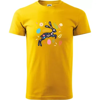 Pánské tričko Velikonoční zajíček květiny - Triko extra velké (5-8XL) - 7XL ( Žlutá )