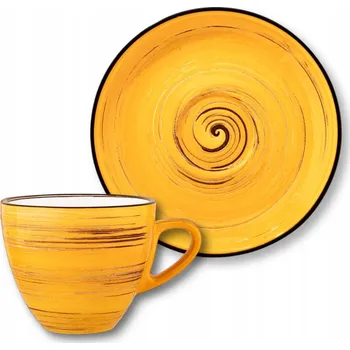 Šálek na espresso 75 ml s podšálkem 11 cm Wilmax ŽLUTÝ PORCELÁNOVÝ
