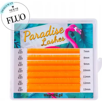 Umělé řasy Neonově oranžové řasy Paradise Lashes Barevné Moemi CC 0.07 MIX (7-13mm)