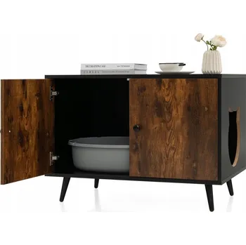 Pelíšek pro kočku Budka pro kočky Costway černá obdélníková 50 cm x 80 cm x 57 cm