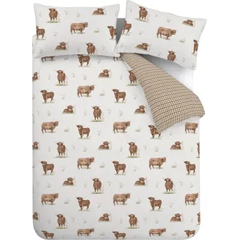 Povlečení Hnědé/béžové povlečení na dvoulůžko/prodloužené 230x220 cm Angus Highland Cow – Catherine Lansfield ID_1801553