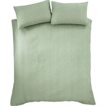Povlečení Zelené krepové povlečení na dvoulůžko/prodloužené 230x220 cm Heatset Wave – Catherine Lansfield ID_1801105