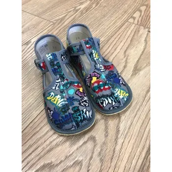 Dívčí bačkory Beda barefoot Bačkůrky zúžené (SLIM) - grafitti, Boty Beda Velikost: 30