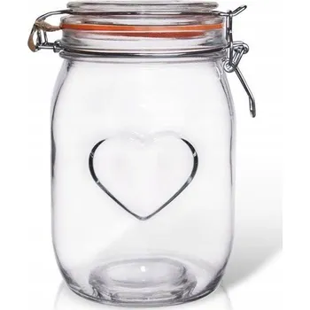 Dóza na potraviny Zavařovací Sklenice s klipem skleněná 1 l