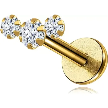 Prsten Labret na bradu a rty ze žlutého zlata 585 - menší kulatý čirý zirkon