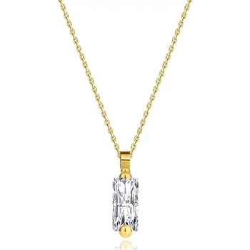 Náhrdelník Zlatý náhrdelník 585, žluté zlato - obdélníkový zirkon v čirém provedení