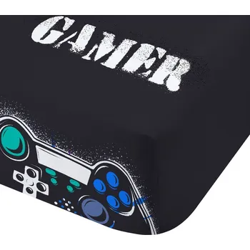 Prostěradlo Černé napínací dětské prostěradlo na dvoulůžko 135x190 cm Game Over – Catherine Lansfield ID_1801157