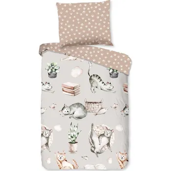 Povlečení Šedé/hnědé bavlněné dětské povlečení do postýlky 120x150 cm Catlife – Good Morning ID_1808214