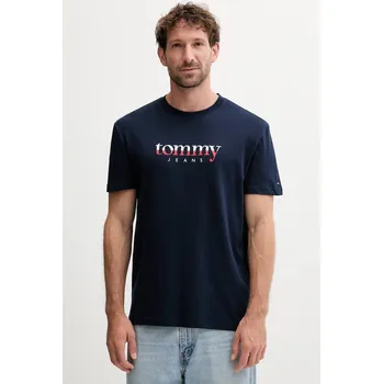 Pánské tričko Bavlněné tričko Tommy Jeans pánské, tmavomodrá barva, s potiskem, DM0DM21978 59X, vel. XXL