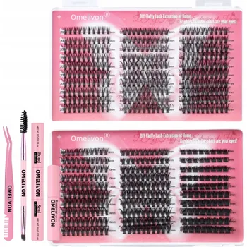 Umělé řasy Umělé řasy v trsech černé 240 ks 8-16 mm s pinzetou a lepidlem