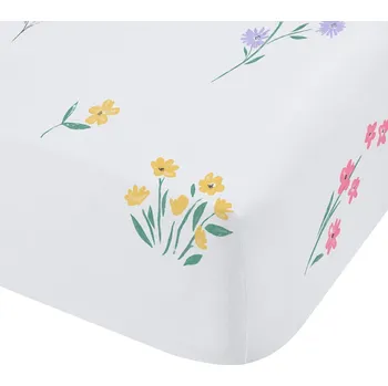 Prostěradlo Bílé napínací dětské prostěradlo na dvoulůžko 135x190 cm Bunny Tails Ditsy Flowers – Catherine Lansfield ID_1800623