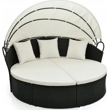 Zahradní lehátko Technorattanové lehátko černé Costway