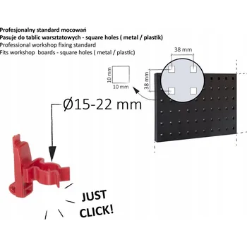 Obraz Držáky pro děrované panely na nářadí - ABS fi20mm