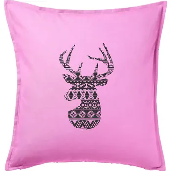 Polštář Jelen - svetr s jelenem - Polštář 50x50 - 50x50 - Pouze potah ( Růžová )