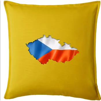 Polštář Česká vlajka v obrysu republiky - Polštář 50x50 - 50x50 - Pouze potah ( Žlutá )