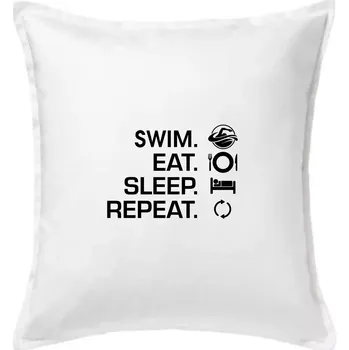 Polštář Eat sleep swim - Polštář 50x50 - 50x50 - Pouze potah ( Bílá )