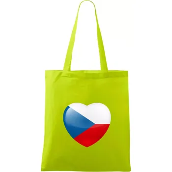 Česká vlajka srdce - Taška bavlněná - 42 x 38 cm ( Limetková )