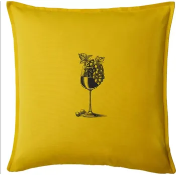 Polštář Sklenice plná vína - Polštář 50x50 - 50x50 - Pouze potah ( Žlutá )