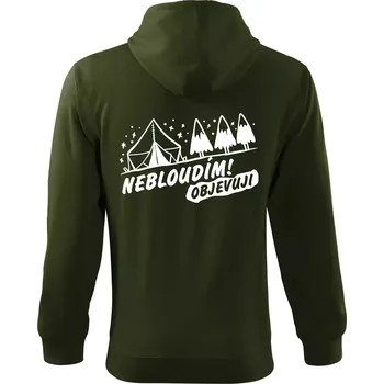 Pánská mikina Nebloudím, objevuji - hory - Mikina s kapucí na zip trendy zipper - 3XL ( Military )