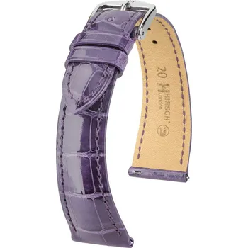 Módní doplněk Kožený řemínek Hirsch London 04307184-2, fialový, aligátoří kůže, Quick Release
