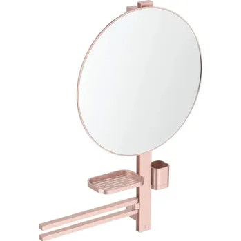 Ideal Standard Zrcátko kosmetické ALU+ nástěnné, polička, pohárek, držák ručníků, ø508 mm, rosé, BD587RO