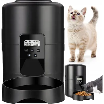 Miska pro psa AUTOMATICKÝ PODAVAČ KRMIVA PRO PSY A KOČKY 2 L, DÁVKOVAČ KRMIVA, ČERNÝ