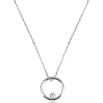 Náhrdelník Náhrdelník v bílém zlatě 585 - řetízek z oválných oček, lesklý kroužek se zirkonem