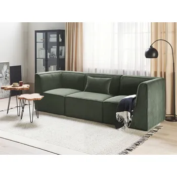 Pohovka Modulární 3místná pohovka zelený manšestr 2 kusy Moderní design Minimalistický styl Beliani