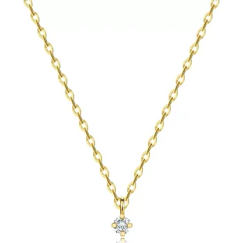 Náhrdelník Diamantový náhrdelník ze žlutého zlata 585 - kulatý briliant v kotlíku