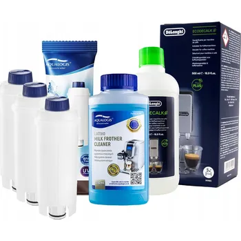 Kávovar Sada Delonghi Filtr AL-S002 3ks, Odvápňovač EcoDecalk, Čistič mléčných cest Latteo 250ml