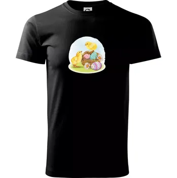 Pánské tričko Velikonoční kuřátka - Triko extra velké (5-8XL) - 6XL ( Černá )