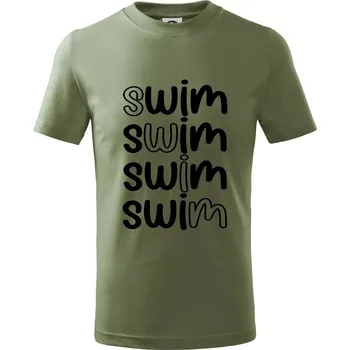 Swim nápis - Tričko dětské bavlněné - 98 cm / 2 roky ( Khaki )