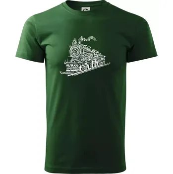 Pánské tričko Stará lokomotiva z not - Triko extra velké (5-8XL) - 8XL ( Lahvově zelená )