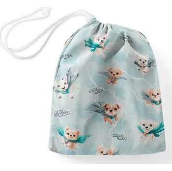 Školní sáček Bavlněný pytlík/sáček na přezůvky Sandra SA-651 Psí superhrdinové na ledově modrém