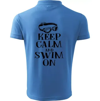 Pánská košile Keep calm and swim on - Polokošile pánská Pique Polo 203 - 4XL ( Azurově modrá )