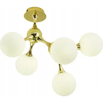 ZÁVĚSNÁ LAMPA STROPNÍ LUSTR KOULE zlatá MODERNÍ LED mléčná