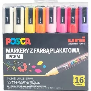 Dekorativní popisovač na keramiku, dřevo, karton, kov, papír, plast, textil, permanentní, vícebarevný Uni Posca FIXY pigmentové PERMANENTNÍ FIXY 16 ks