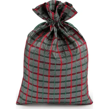 Výtvárné potřeby Vánoční dárkový pytlík káro s lurexem 20x30 cm, barva 1 stříbrná