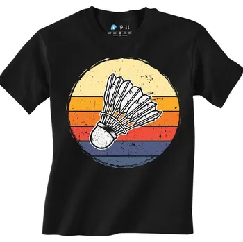 Chlapecké tričko Dětské tričko Badminton Retro Vibes (Velikost: 3-4, Barva: Černá)