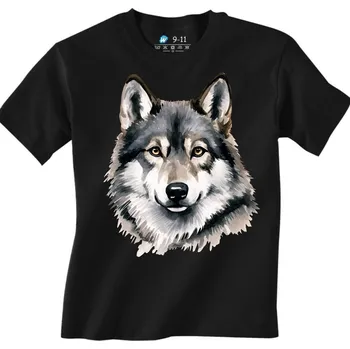 Chlapecké tričko Dětské tričko Pohled Vlka Strážce lesa (Velikost: 9-11, Barva: Černá)