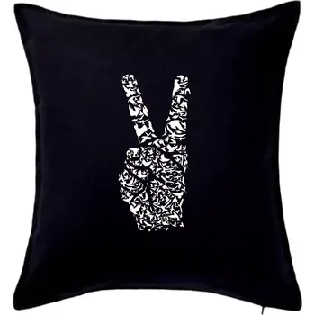 Polštář Peace symbol two fingers - Polštář 50x50 - 50x50 - Pouze potah ( Černá )