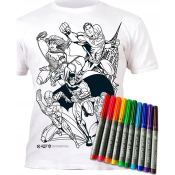 Tričko k vymalování SUPERHRDINOVÉ DC + 10 omyvatelných fixy 7-8 let