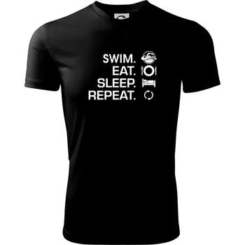 Eat sleep swim - Dětské triko sportovní (dresovina) - 146 cm/10 let ( Černá )