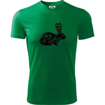 Chlapecké tričko Zajíc květy - Dětské triko sportovní (dresovina) - 122 cm/6 let ( Středně zelená )