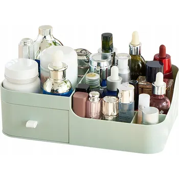 Úložný box Organizér na Stůl s Zásuvkou Box na Kosmetiku Zelený 26x17 cm