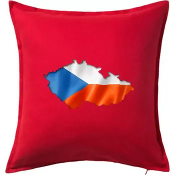 Polštář Česká vlajka v obrysu republiky - Polštář 50x50 - 50x50 - Pouze potah ( Červená )