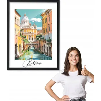 Obraz Obraz s rámem, motiv město ŘÍM + černý rámeček 30x40 do kuchyně, jídelny
