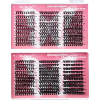 Péče o řasy a obočí 580 ks řas, OMELIVON, DIY klastrové řasy, mix 20D-80D, 8-16 mm