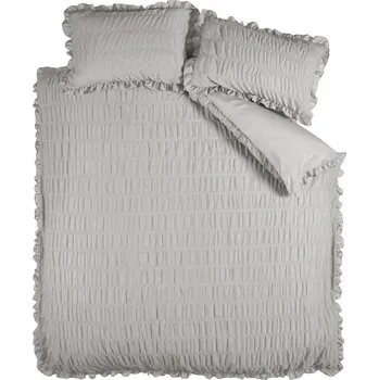 Povlečení Šedé krepové povlečení na dvoulůžko/prodloužené 230x220 cm Seersucker Frill – Catherine Lansfield ID_1800343