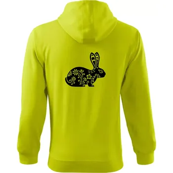 Pánská móda Zajíc květy - Mikina s kapucí na zip trendy zipper - 2XL ( Limetková )
